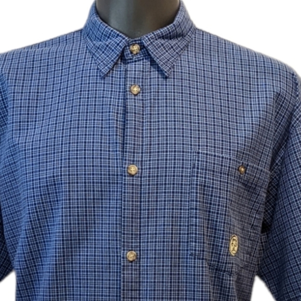 ORAGE blue plaid button front shirt XL